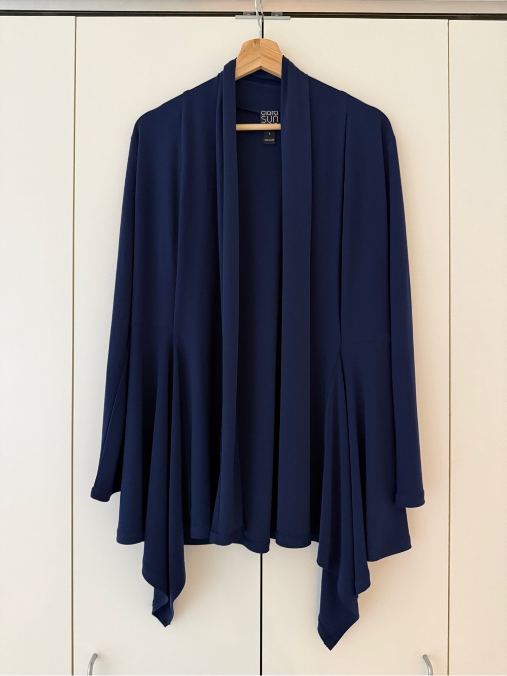 Clara Sunwoo Drape Tunic Cardigan in Navy